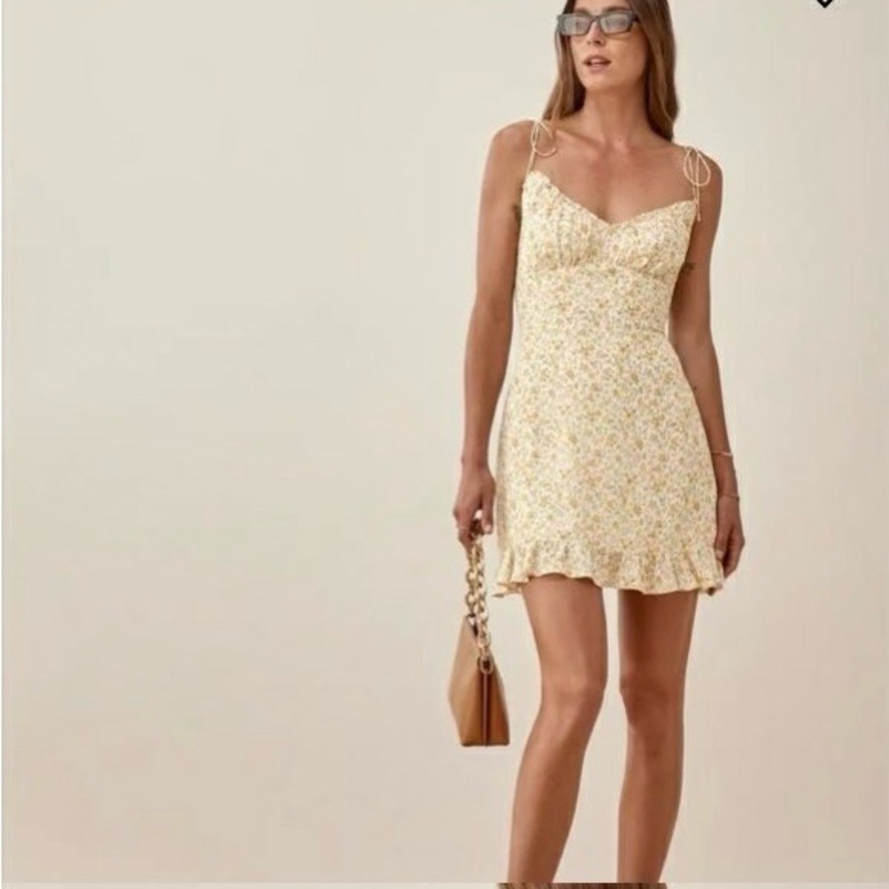 Reformation cream floral mini dress size 2